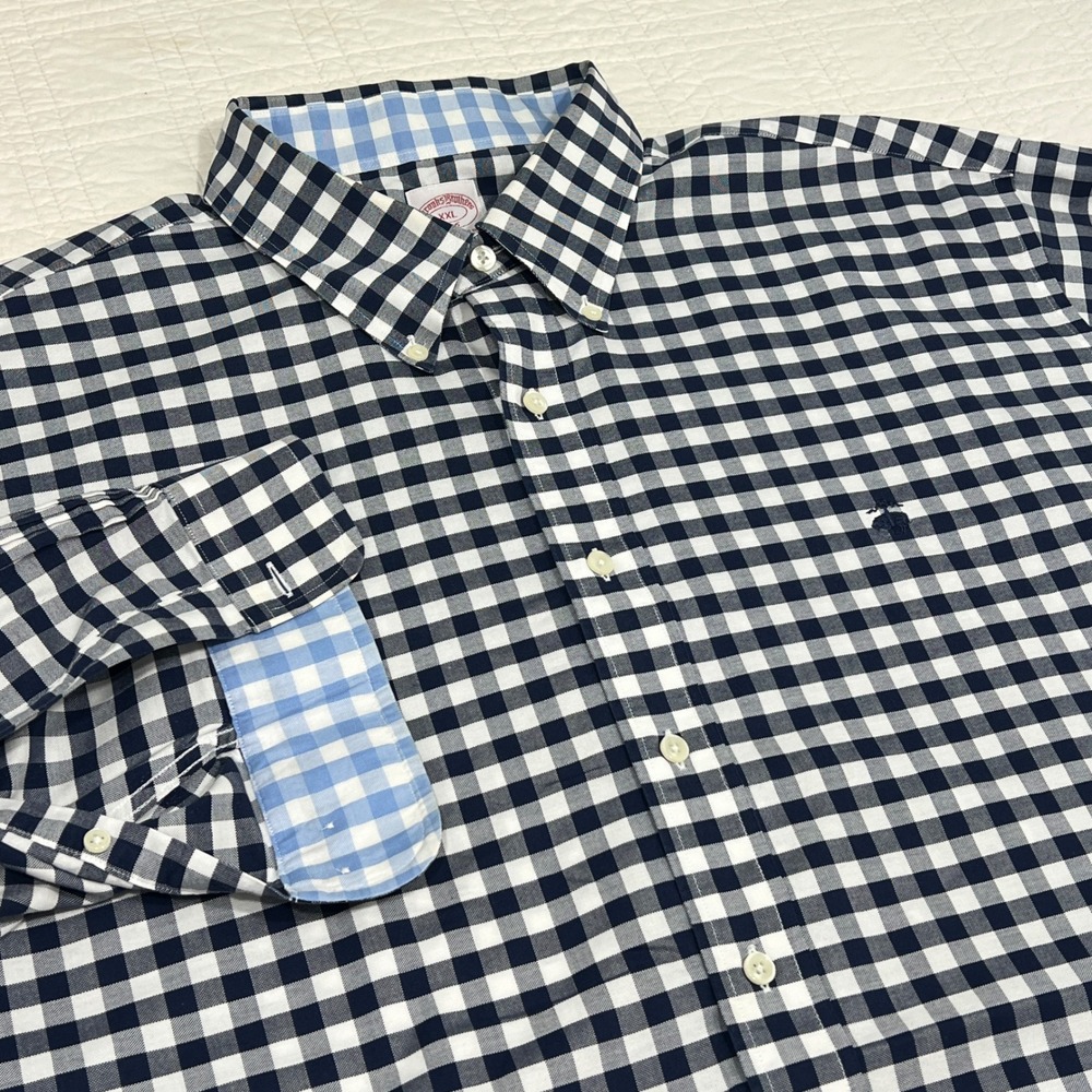 Brooks Brothers 346 Mens XXL Gingham Non-Iron Supima Cotton Button Down Shirt